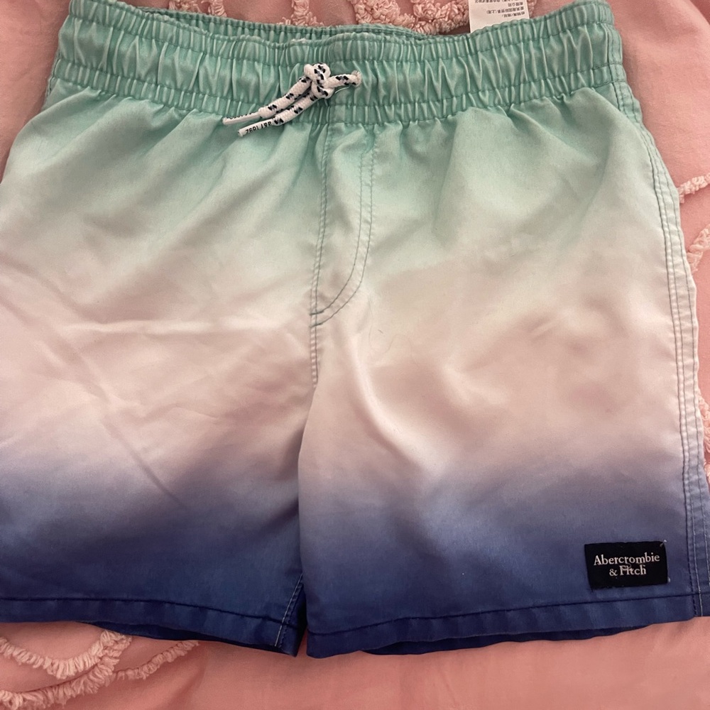Abercrombie Kids Blue and White Swim Trunks Quick-Drying